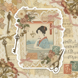 Adesivo Arte sofisticada de colagem Ukiyoe – Beleza vintag