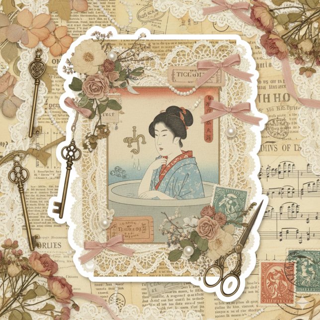 Adesivo Arte sofisticada de colagem Ukiyoe – Beleza vintag (Criador carregado)