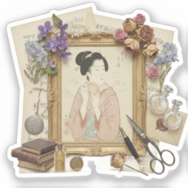Adesivo Arte sofisticada de colagem Ukiyoe – Beleza vintag