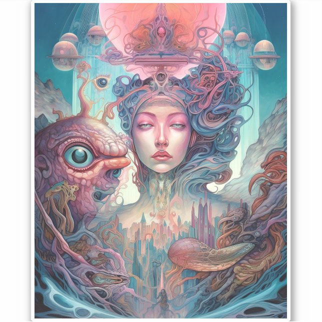 Adesivo Arte surreal de Alienígena esquisita (Frente)