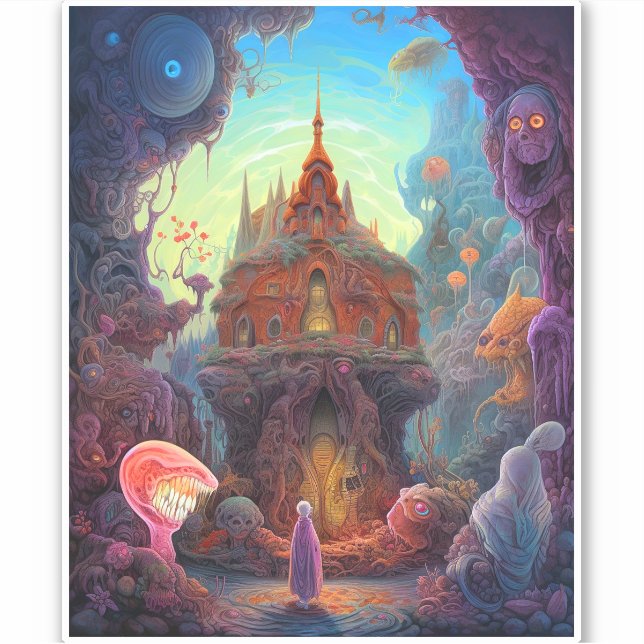 Adesivo Arte Surreal de Casa Estranha (Frente)