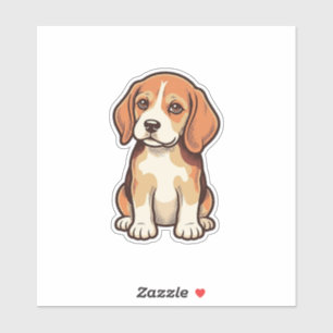 Adesivo Arte Vetorial de Cachorrinho Beagle com Gravura An