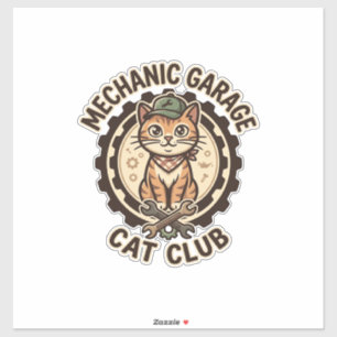 Adesivo Arte Vetorial de Gato de Garagem Mecânica - Gara M