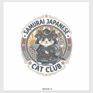 Adesivo Arte vetorial de gato japonês samurai POD - Samura