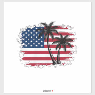 Adesivo Arte vetorial de palmeira bandeira americana patri