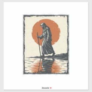 Adesivo Arte Vetorial de Reflexo do Pôr do Sol da Figura A
