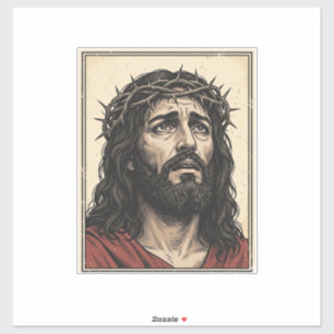 Adesivo Arte Vetorial de Retrato Religioso da Coroa de Esp
