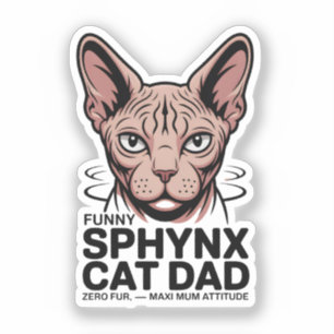 Adesivo Arte Vetorial Divertida de Pai de Gato Sphynx