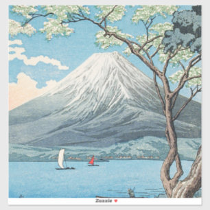 Adesivo Arte Vintage do Monte Fuji e Lago Yamanaka Japonês