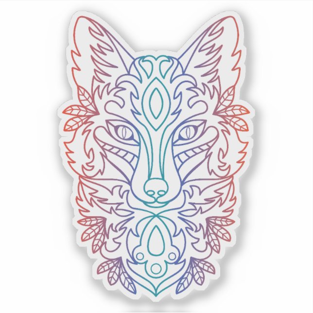 Adesivo Artistic gradient color wolf face (Frente)