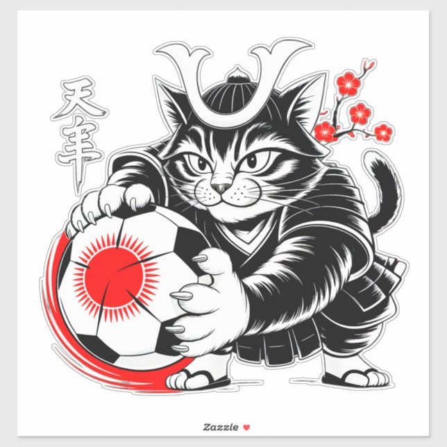 Adesivo Artistic Samurai Cat Soccer For Laptops & Cars (Folha)