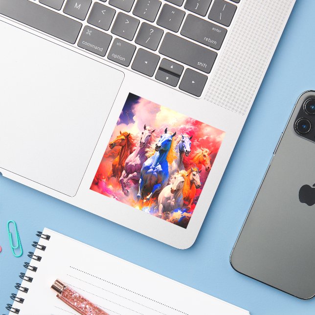 Adesivo Artsy Horses (Notebook com iPhone)