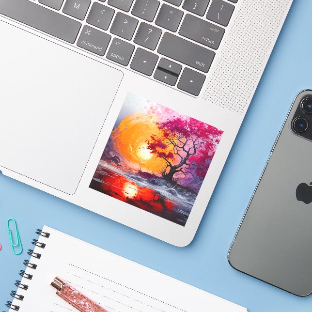 Adesivo Artsy Tree Scene (Notebook com iPhone)