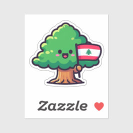 Adesivo Árvore Cedar Libanesa Cute, Bandeira De Exploração