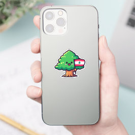 Adesivo Árvore Cedar Libanesa Cute, Bandeira De Exploração