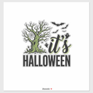Adesivo Árvore de Halloween É Halloween Vintage Assustador