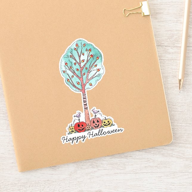 Adesivo Árvore de milho doce do Halloween (Notebook)