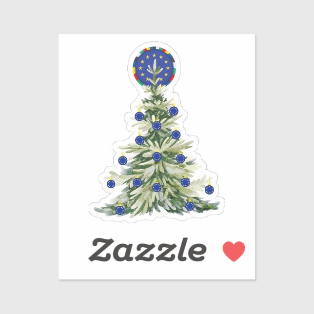 Adesivo Árvore de Natal - Bandeira da União Europeia | Eur (Folha)