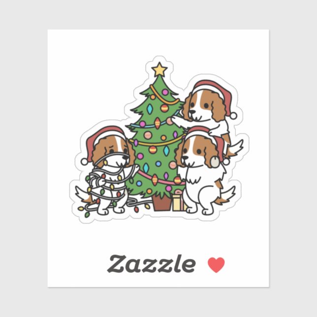Adesivo Árvore de Natal Cavalier King Charles Spaniel (Folha)