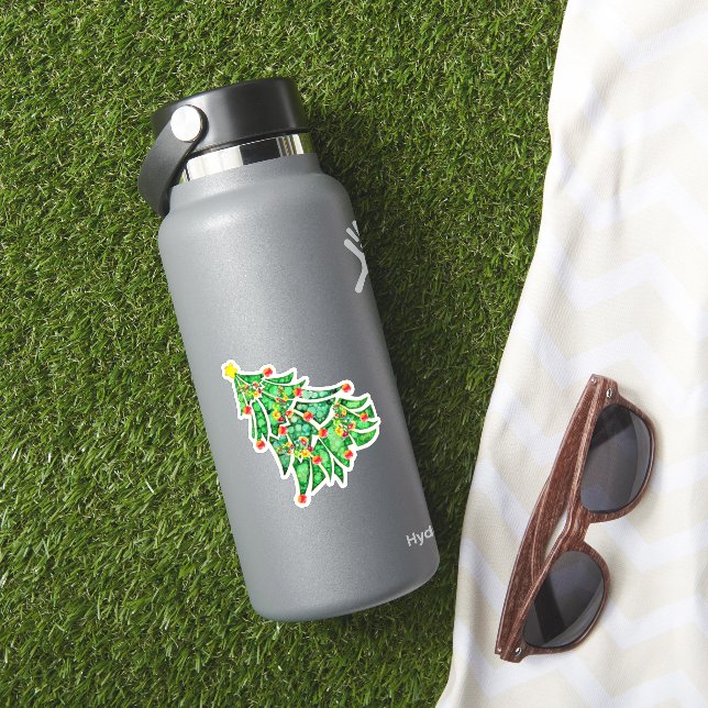 Adesivo Árvore de Natal com luzes, ornamentos (HydroFlask Insitu)