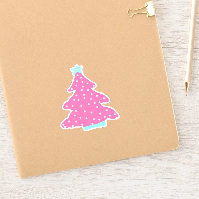 Adesivo Árvore de Natal Contemporânea Rosa (Notebook)