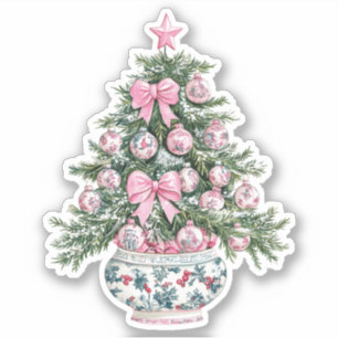 Adesivo Árvore de Natal da China verde e rosa pré-disquete