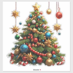 Adesivo Árvore de Natal de desenho animado festivo