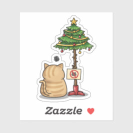 Adesivo Árvore de Natal de Gato Engraçado