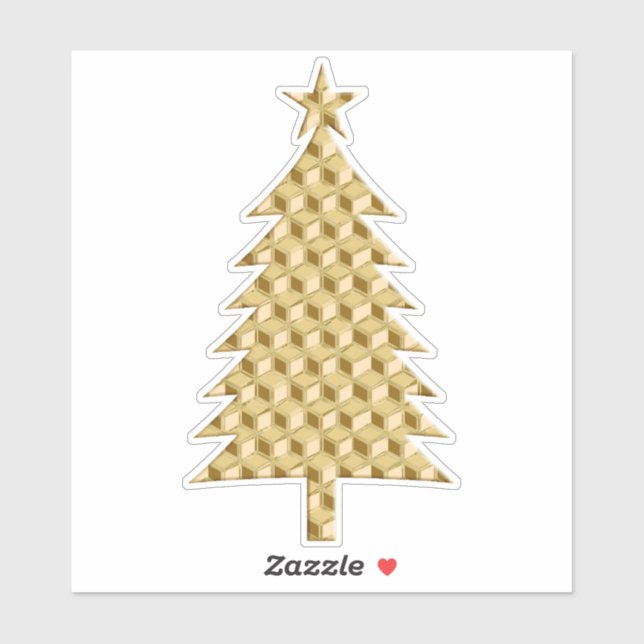 Adesivo Árvore de Natal Dourada Faux Metallic 3 d Boxes (Folha)