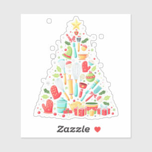 Adesivo Árvore de Natal Fazendo Cook De Chef