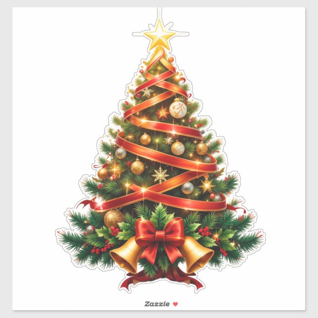 Adesivo Árvore de Natal Maravilhosamente Decorada (Folha)