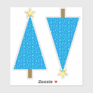 Adesivo Árvore de Natal Moderna Retro Estrelas Azuis
