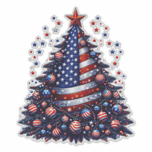 Adesivo Árvore de Natal Patriótica americana