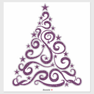 Adesivo Árvore de Natal Roxo Faux Glitter