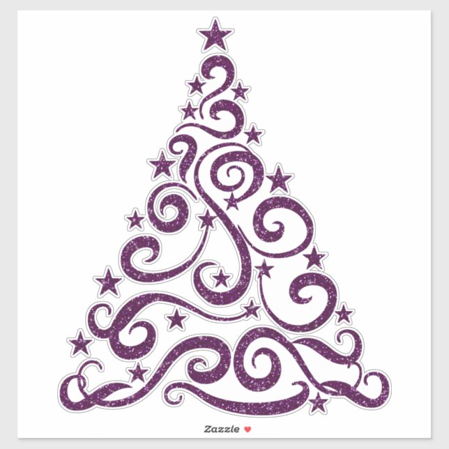 Adesivo Árvore de Natal Roxo Faux Glitter (Folha)