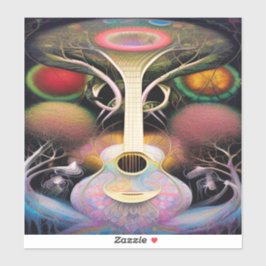 Adesivo Árvore de Violão Acústico Rosa-Rosa-claro