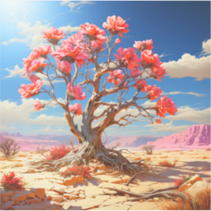 Adesivo Árvore Flor do Deserto Paisagem Surrealista Radian