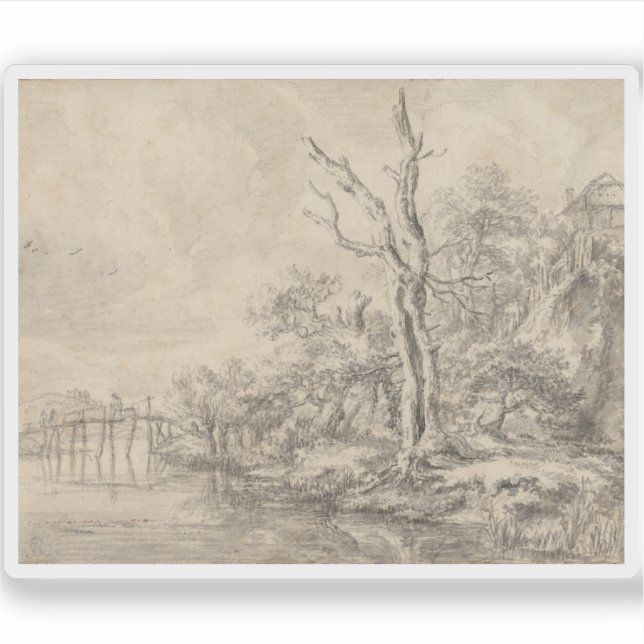 Adesivo Árvore morto por um Stream no Pé de uma Colina (Frente)