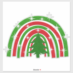 Adesivo Árvore Natal e Arco-íris   Faux Felt