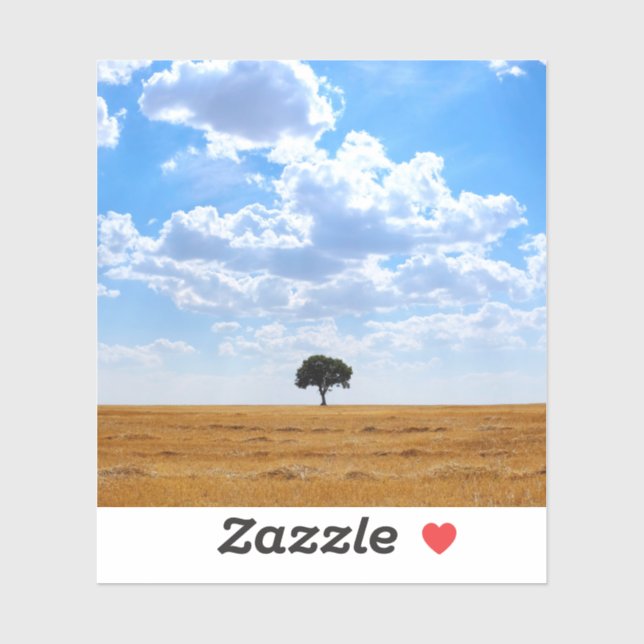 Adesivo Árvore num campo de trigo colhido (Folha)