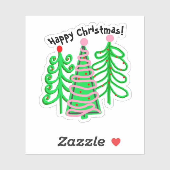 Adesivo Árvores de Natal Rosa Verde (Folha)