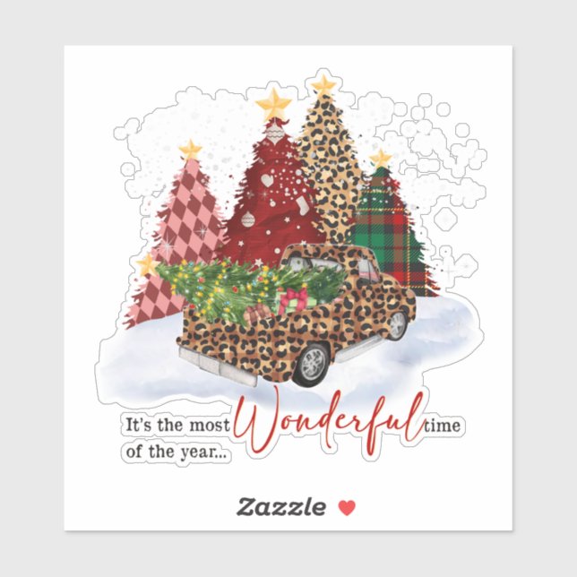 Adesivo Árvores de Natal Temporada de Férias Retro (Folha)