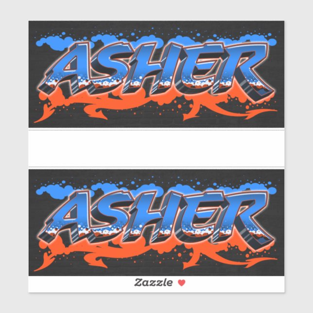 Adesivo Asher Vorname Name Graffiti Aufkleber Sticker (Folha)