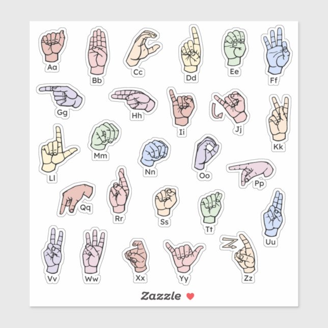 Adesivo ASL ABC Sticker – Bright & Educational Sticker (Folha)