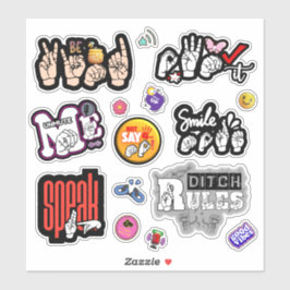 Adesivo ASL Affirmation Stickers – Voice, Kindness, Power