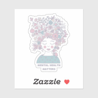 Adesivo Assuntos de Saúde Mental | Cinza francesa Floral