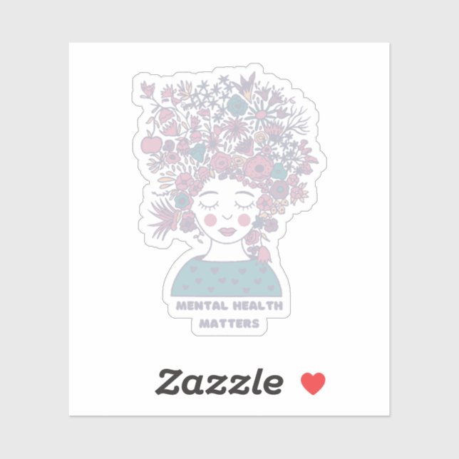 Adesivo Assuntos de Saúde Mental | Cinza francesa Floral (Folha)