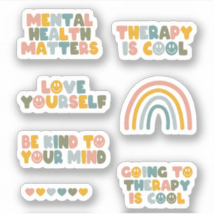 Adesivo Assuntos de Saúde Mental, Cute Mental Health Pack