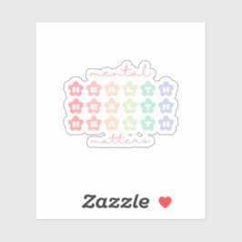 Adesivo Assuntos de Saúde Mental Flores Retro Pastel Rainb