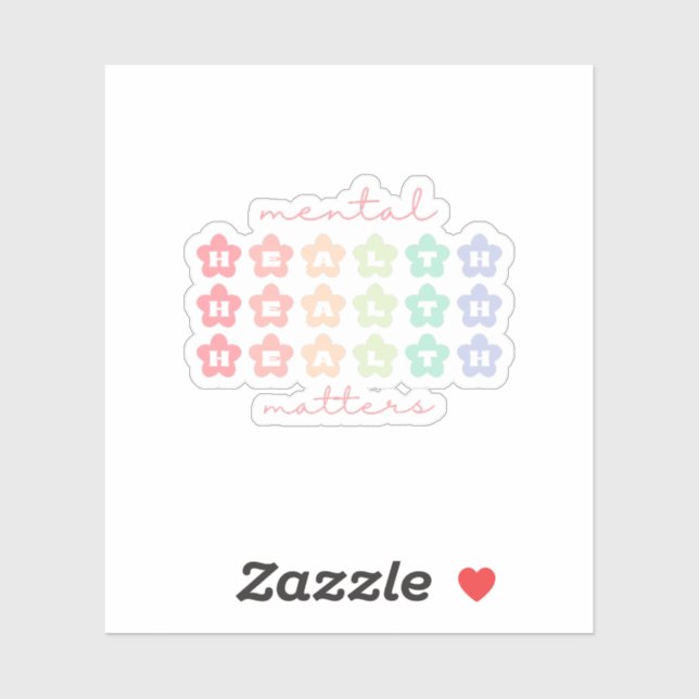 Adesivo Assuntos de Saúde Mental Flores Retro Pastel Rainb (Folha)